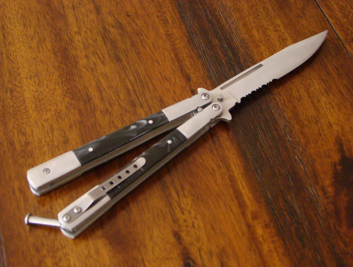 Black Marble Butterfly Knife Black Marble Butterfly Knife