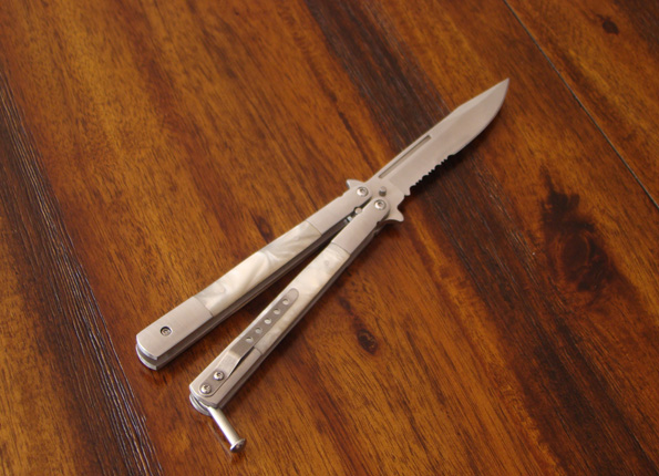 White Marble Butterfly Knife White Marble Butterfly Knife
