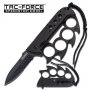 Spiked Folding Knuckles With Retractable Knife - Black Spiked Folding Knuckles With Retractable Knife - Black
