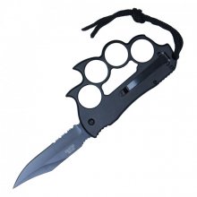 NEW Spiked Knuckles with Retractable Knife - Black