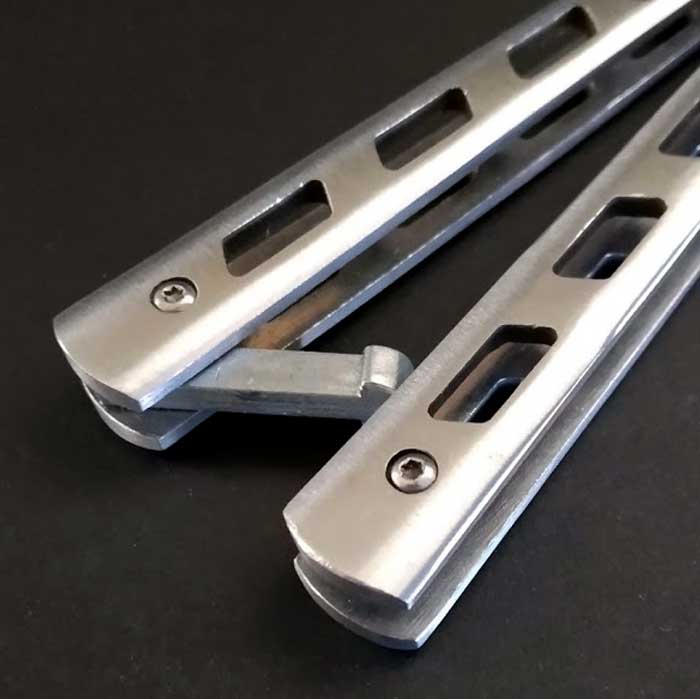 Classic Cut Butterfly Knife Stainless Steel Closeup
